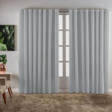 Imagem de Cortina grande Ilhós Cromado 3 x 2,20 Oxford Para Quarto Sala Escritório(Cinza Claro)