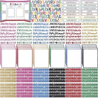 Imagem de Dispowreath 96 peças de painéis de exibição de feira de ciência com glitter, suprimentos incluem autoadesivos para projetos de feira de ciências, legendas, apresentação, boletim, adesivos para sala de