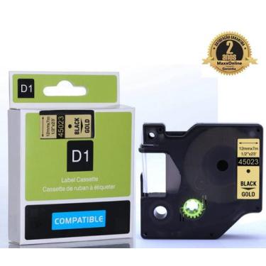 Imagem de Fita Compatível Dymo D1 45023 Dourada Letra Preta 12mm - Genérica Dymo