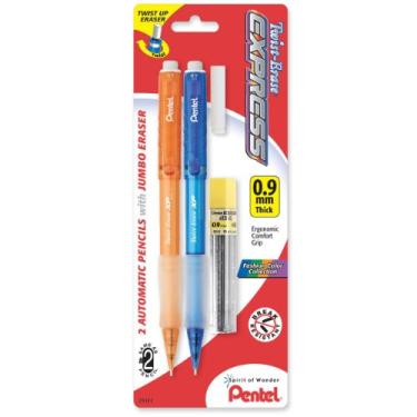 Imagem de Pentel Lápis automático Twist-Erase Express com grafite e borracha, 0,9 mm (QE419FLEBP2), sortido