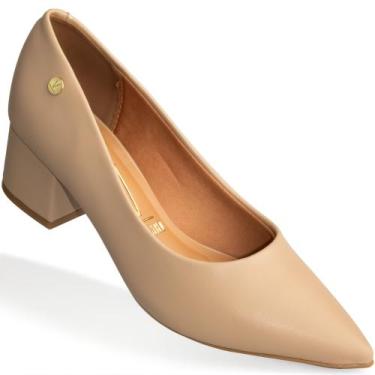 Imagem de Scarpin Vizzano Salto Médio Bloco Sapato Confortável, Bege, 38
