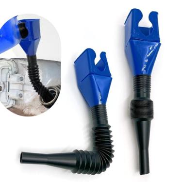 Imagem de MOXRUQ Funis de óleo para uso automotivo, pequeno funil portátil, funil flexível com mangueira para transferência de óleo, funil de óleo de plástico para troca de óleo, universal para a maioria dos