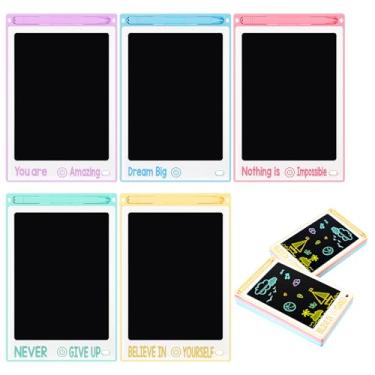 Imagem de MotiMind 15 peças de mesa digitalizadora LCD inspiradora de 21,5 cm para desenho de quadro de rabiscos coloridos e motivacionais, apagáveis, reutilizáveis para crianças, festa de aniversário, presente