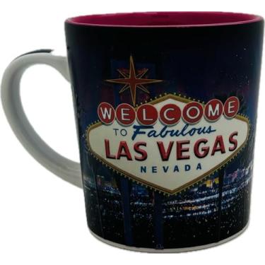 Imagem de Central Souvenir and Novelty LLC Caneca Latte Las Vegas, 473 ml, Horizonte da Cidade, Wrods, Luzes Neon, Projetado para Jogos (Luzes Neon)