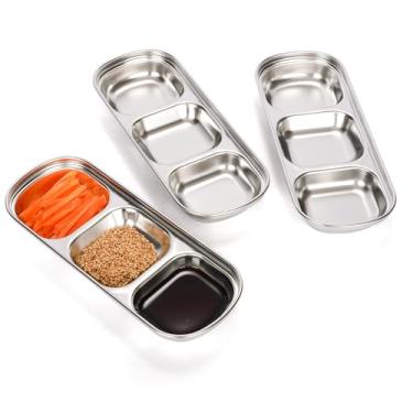 Imagem de drizzle 10 peças de molho de aço inoxidável dourado soja molho de tomate sal vinagre açúcar especiarias sabor condimento tigelas de molho coreano churrasco pratos de cozinha doméstica