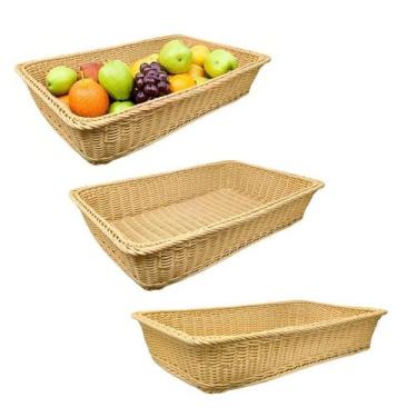 Imagem de Kit 3 Cestas Retangulares em Fribra Poli Sintético 30x20x7cm - FRIGOPR