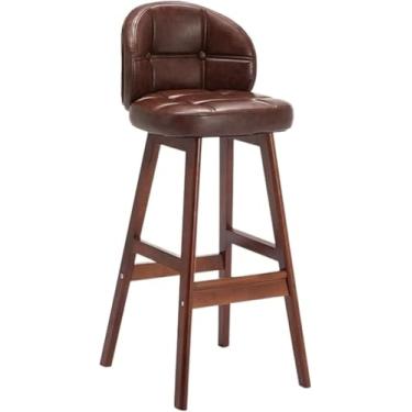 Imagem de Comfort Stools Banqueta De Almofada De Couro Pu 73 Cm Cadeira De Ilha Alta Com Pés Altos E Encosto Bancos De Cozinha Ergonômicos Para Balcão Home Bar, C