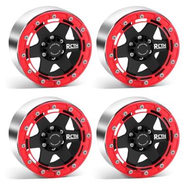 Imagem de Aros de roda Beadlock de 6,6 cm, 4 peças para corrida off-road RC em escala, uso para pneus OD 135 mm, roda de aço estampada com hexágonos de 17 mm/12 mm compatível com MJX H8H MK07 KM4 4082/83 1/7 1