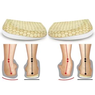 Imagem de BIGGCOOL Palmilhas corretivas para supinação e pronação excessiva, órteses inserções de cunha medial e lateral no calcanhar para alinhamento do pé, pernas de arco, dor no joelho (bege - 2 camadas, G