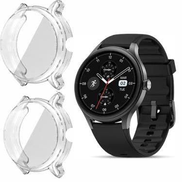 Imagem de Capa para relógio inteligente TOOBUR DR06, capa Lamshaw macia de TPU com protetor de tela com plugue antipoeira de silicone compatível com TOOBUR DR06, relógio inteligente Fitpolo DR06 (transparente +