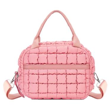 Imagem de Lancheira fofa para mulheres, lancheira acolchoada com alça à prova de vazamento, isolada, lancheira térmica para trabalho de escritório, rosa