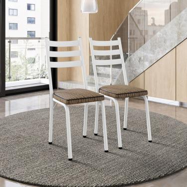 Imagem de Conjunto com 2 Cadeiras para Cozinha Europa Branco/ Rattan