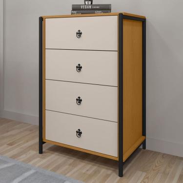 Imagem de Cômoda Sevilha 4 Gavetas Preto/Natural/Off White - Art Panta