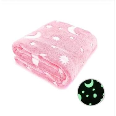 Imagem de Mantas que Brilham no Escuro - 100x80cm | Microfibra Térmica para Bebês - Presente de Maternidade (Lua Rosa)