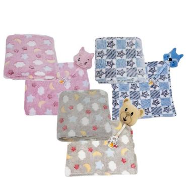 Imagem de Kit Naninha E Manta Para Bebê Hannys Baby - Azul