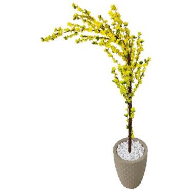 Imagem de Árvore Cerejeira Curvada Amarela Artificial Com Vaso Grande - Flor de 