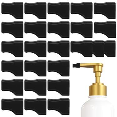 Imagem de 25 peças de tampas de ponta de bomba de xarope de café, tampas de silicone preto para bomba de xarope, tampas de ponta fina para bombas de loção longa, serve para dispensador de baunilha abóbora