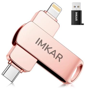 Imagem de Flash Drive certificado MFi de 256 GB para iPhone iPad, armazenamento IMKAR Memory Stick para fotos e vídeos, compatível com iPhone, iPad, Android e PC, Plug and Play, sem necessidade de aplicação