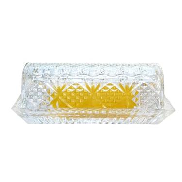 Imagem de QFkris Prato de Manteiga de Vidro para Bancada-Suporte de Manteiga de 7 Polegadas, Recipiente Transparente para Guardar Manteiga, Seguro para Máquina de Lavar Louça