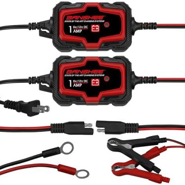 Imagem de Embalagem de 2 carregadores de bateria de carro de 1 ampere, carregador de bateria inteligente de 6 V 12 V, carregador de bateria totalmente automático, carregador de gotejamento para carro