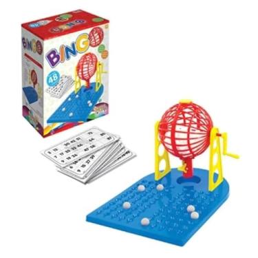 Imagem de Jogo de Bingo Brinquedo Infantil 12 Cartelas 90 Bolinhas com Globo Giratório Para Festa Brincadeira