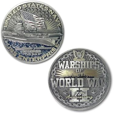 Imagem de Stay Frosty Enterprises Moeda Colecionável Do Porta-Aviões Uss Enterprise Cv-6, Navios De Guerra Da Segunda Mundial, Marinha Dos Eua