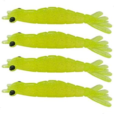 Imagem de kit 4 Iscas Camarão Artificial 8cm - Pesca Robalo Tucunare Corvina  - 