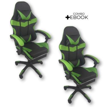 Imagem de Kit 2 Cadeiras Gamer Stillus Ergonômica Com Apoio Para Os Pés Preto Ve