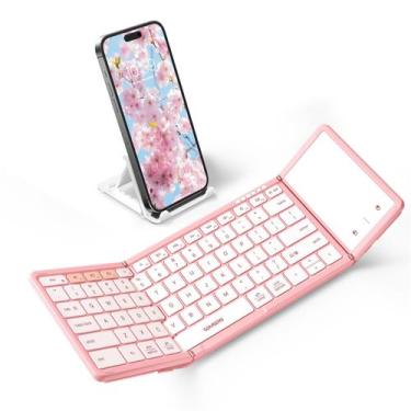 Imagem de Teclado Bluetooth dobrável Samsers Touchpad de tamanho completo rosa