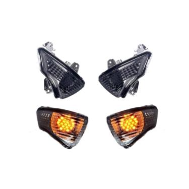 Imagem de TOPZONE Lâmpada piscante com indicador de seta frontal + lâmpadas LED adequadas para Kawasaki 2009-2010-2011 EX650 ER-6F/ Ninja 650/ ER-6N; 2011-2012-2013 EX400 Ninja 400R/ER400 ER-4N; (moke)