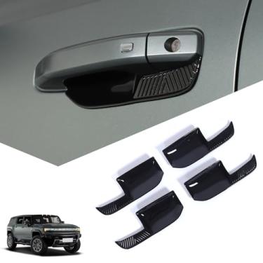 Imagem de Guarnição da tampa da maçaneta da porta exterior do carro para 2025 Hummer EV Pickup/SUV, painel de porta exterior, inserções de tigela, acessórios, protetor de arranhões, adesivo, kits [preto fosco