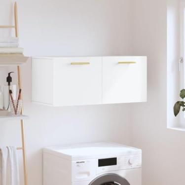 Imagem de Armário De Parede Branco Brilhante 100x36,5x35 Cm Contraplacado, Armário, Armários De Cozinha, Armários De Parede Para Casa De Banho, Armário, White, 80 x 36.5 x 35 cm