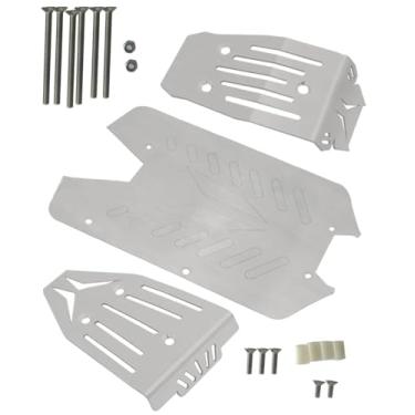 Imagem de RCMYou Conjunto de placas de proteção de chassi traseiro frontal de aço inoxidável para 1/10 Arrma Vorteks 4x4 3S Blx 4WD, RC Upgrades Part Chassi frontal e chassi central e chassi traseiro Hop Ups, prata, atualização 2022