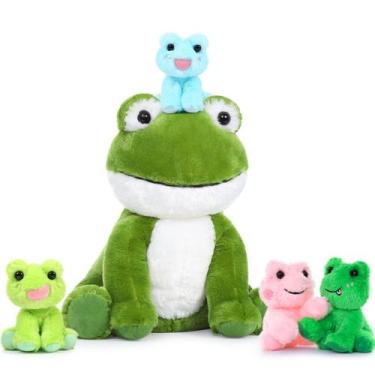 Imagem de Bicho de pelúcia MoriSmos Big Frog Green com 4 brinquedos para bebês d