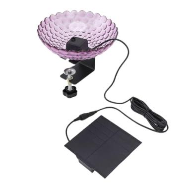 Imagem de Asixxsix 4 peças de fonte solar para banho de pássaros, bomba, conjunto de fonte de água de 22,58 oz, tigela de água de plástico movida a energia solar para banho de pássaros, jardim (Roxo)
