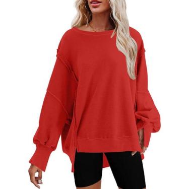 Imagem de Moletom SHEWIN Oversized para mulheres vermelho Spring 2025 XXL
