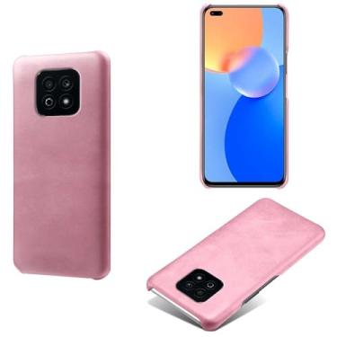 Imagem de Capa para Honor Play 5 Vitality,Proteção contra quedas,Casca de volta de cor sólida simples,Design de couro de imitação de plástico-Pink
