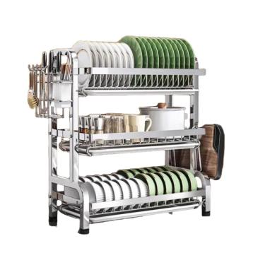 Imagem de Escorredor Organizador de Louças Prato 3 andar Aço Inoxidável Rack