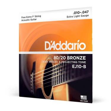 Imagem de Encordoamento Para Violão Aço .010-.047 Com Corda Extra PL010 D'Addari