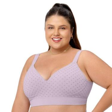 Imagem de Sutiã Comfort Jacquard com Bojo e Renda sem Costura Plus Size Lilás Ma