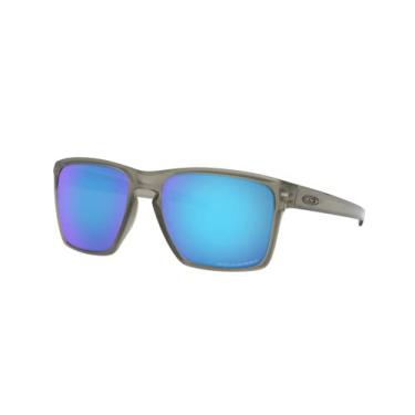 Imagem de Óculos de sol retangulares OO9341 Sliver XL para homem Oakley, tinta cinza fosco/safira irídio polarizado, 57 mm