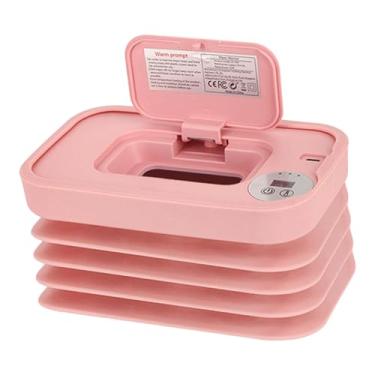 Imagem de MERIGLARE Aquecedor de lenços umedecidos e dispensador de lenços umedecidos, máquina de aquecimento de umedecidos, aquecedor de fraldas portátil para viagens de, Rosa