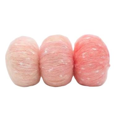 Imagem de Esquirla 3 peças de fios de malha, fios de crochê macios e leves para tecelagem, para suéteres, brinquedos de crochê feitos à mão, cobertor, cachecol, Conjunto Rosa