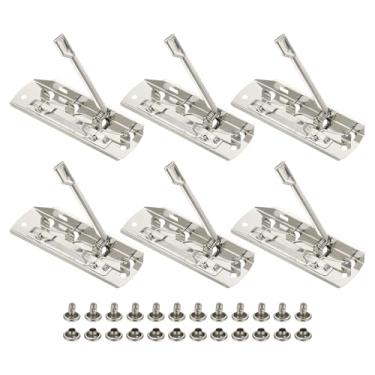 Imagem de PATIKIL Clipes de prancheta de metal de 9 cm, pacote com 6 clipes montáveis tipo alavanca, braçadeiras resistentes e fortes com rebites para escritório, casa, sala de aula (prata)