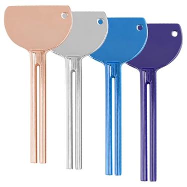 Imagem de AUEAR, 4 pacotes de pasta de dente de aço inoxidável espremedor de chaves dispensador de rolo de tubo prensador para tintura de cabelo doméstica (4 cores)