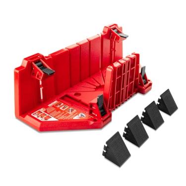 Imagem de HAUTMEC Caixa de esquadria de aperto de 35 cm com mandíbula ajustável e 4 grampos antiderrapantes, caixa de serra de esquadria ABS resistente com ângulos de corte de 22,5°, 45°, 90° para marcenaria