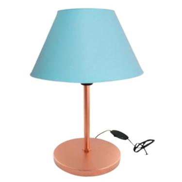 Imagem de Abajur moderno para mesa, abajur em malha metálica moldado por injeção, iluminação LED adequada para escritórios e quartos, decoração de mesa, design elegante. (ROSE GOLD/AZUL)