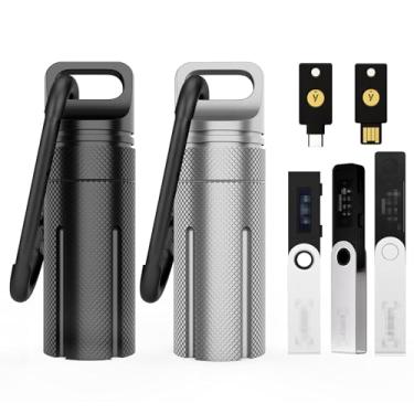Imagem de Capa de transporte de liga de alumínio compatível com Ledger Nano X/S Plus YubiKey USB 5 5C NFC Nano, armazenamento de unidade USB à prova d'água e à prova de choque, capa segura para carteira fria de