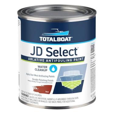 Imagem de TotalBoat JD Select Tinta inferior anti-incrustante ablativa para barcos de fibra de vidro, madeira e aço (vermelho, quarto)