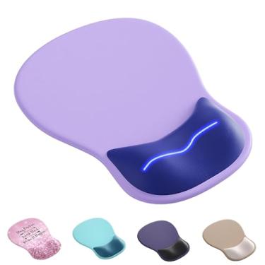 Imagem de Mouse pad ergonômico com descanso de pulso, bonito suporte de pulso de gel para mousepad - pequeno mini portátil para viagem, mouse pads para mesa, computador, escritório e decoração de casa (roxo e